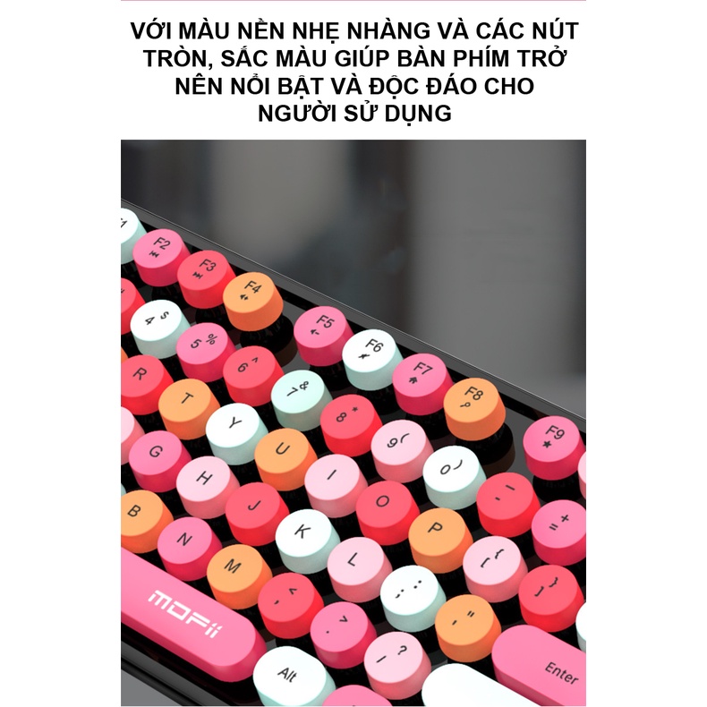 Bộ bàn phím và chuột không dây MOFII SWEET đa dạng màu sắc thiết kế nút tròn hiện đại