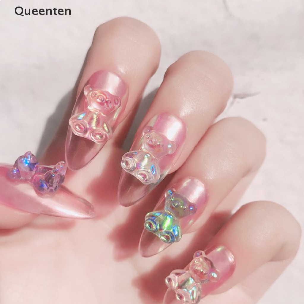 Set 6 Hình Dán Trang Trí Móng Tay 3D Hình Gấu Dễ Thương 3 Size