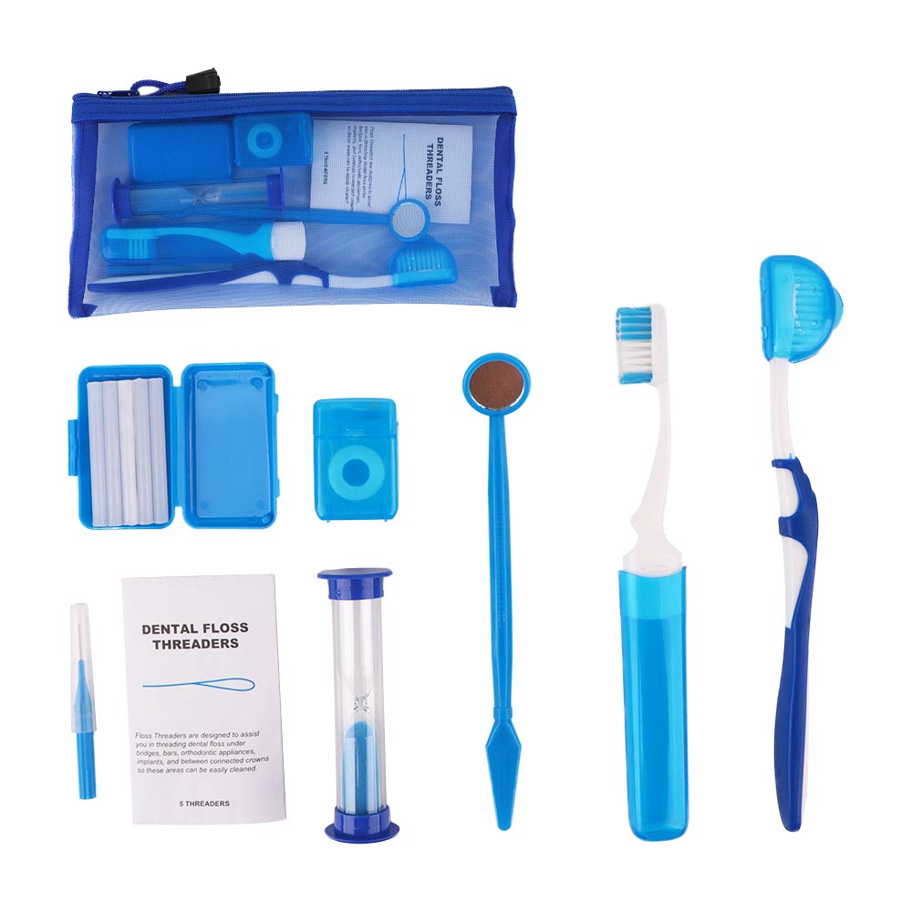 Bộ 8 Bàn Chải Nha Khoa/Gương Nha Khoa Có Thể Gập Lại Kèm Hộp Đựng