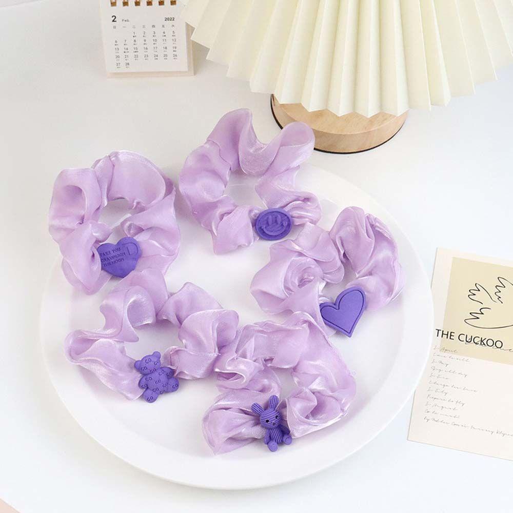 Danilo Dây Buộc Tóc Đuôi Ngựa Màu Tím Hình Trái Tim Mặt Cười Thời Trang Dành Cho Nữ