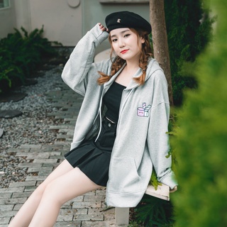 [Voucher giảm 280k] - Áo khoác sweater nam nữ tay dài form rộng màu xám cao cấp PNICE.