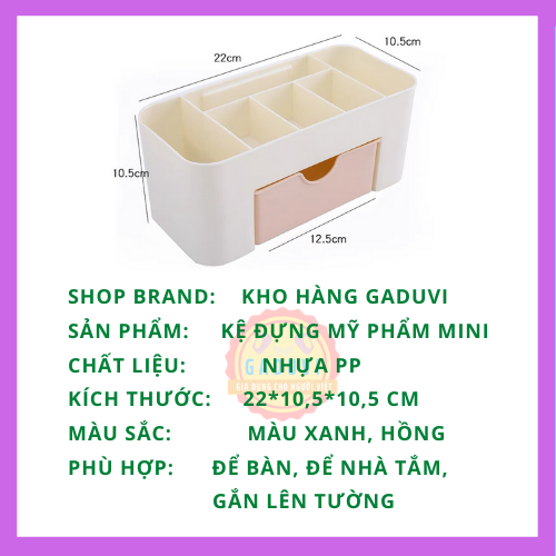 Kệ Đựng Mỹ Phẩm Mini Để Bàn Đựng Đồ Trang Điểm Bằng Nhựa Mica Có Ngăn Kéo GADUVI G8