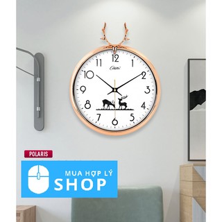 [CHÍNH HÃNG COMPAS] Đồng Hồ Compas Treo Tường Phòng Khách Đầu Hươu Phong Cách Bắc Âu 2020 - Tặng Kèm Pin Và Móc Treo