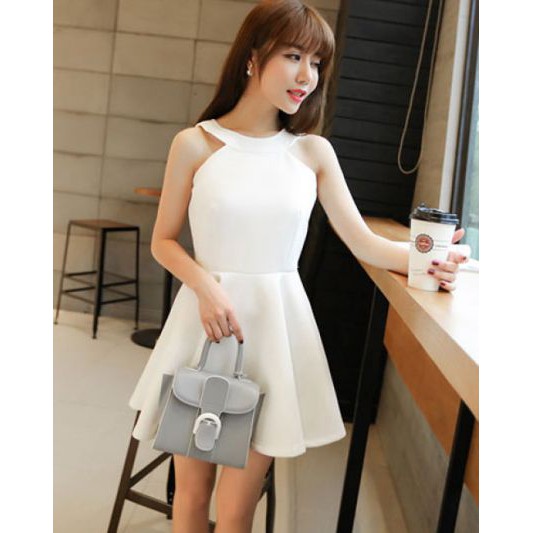 Đầm sơ mi tay dài thắt nơ eo dáng xòa A740