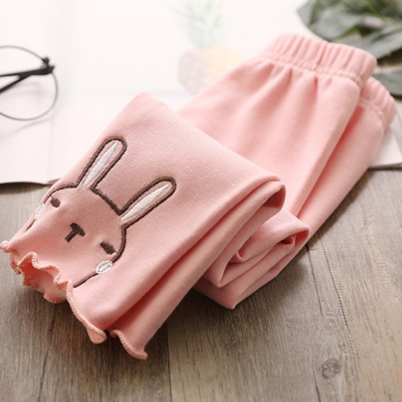 Quần tất chất liệu cotton thêu hình thỏ xinh xắn cho bé gái