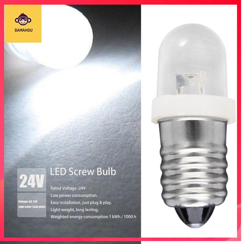 【Trong kho】E10 LED cơ sở chỉ thị bóng đèn Bóng đèn trắng lạnh 24 V DC Đèn chiếu sáng