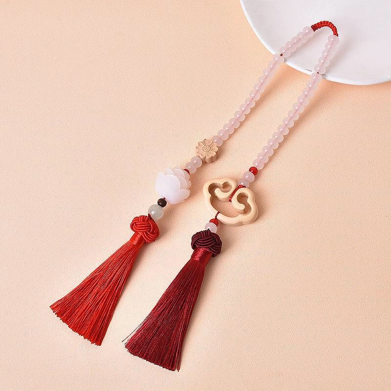 Ngọc bội khánh treo ô tô xe gỗ Hoàng Dương hạt Bồ Đề trang trí gương chiếu hậu cao cấp may mắn an toàn