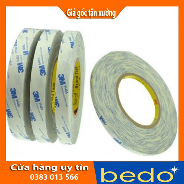 Băng dính 3M 9448A siêu dính Loại 1cm dài 50m của 3M chính hãng, và 2cm dài 3m, Dính mọi vật liệu, Không để lộ vết keo