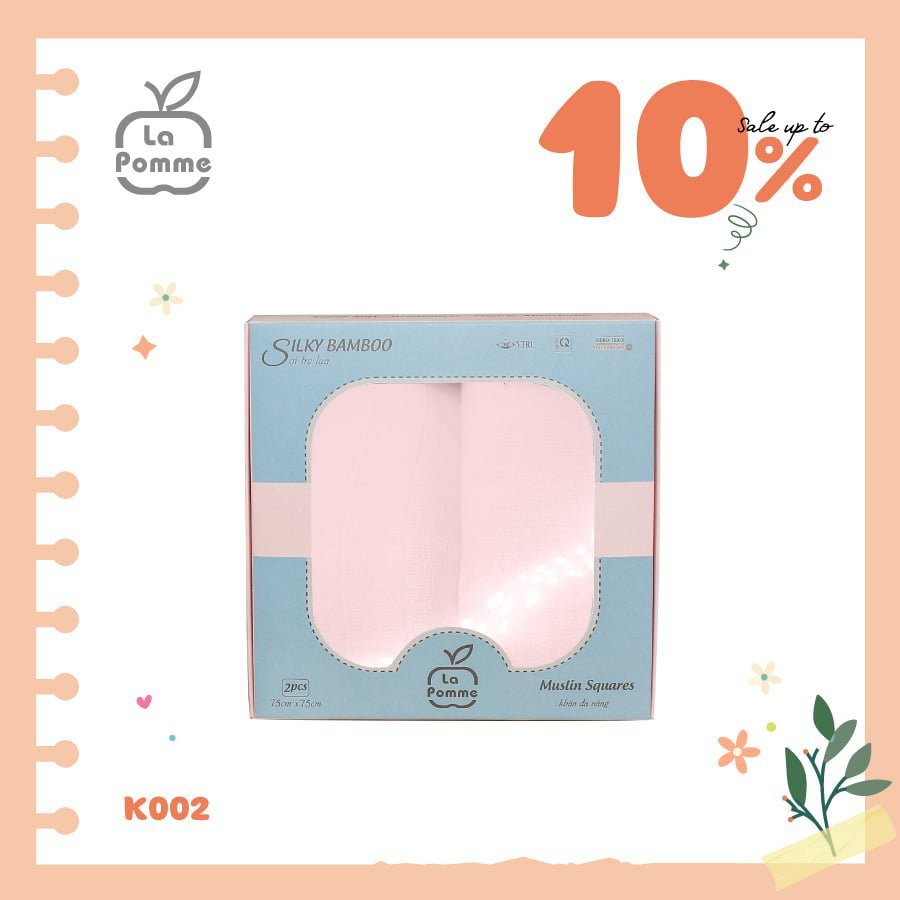 Khăn đa năng LaPomme tắm, quấn sợi tre lụa cao cấp set 2 75x75cm