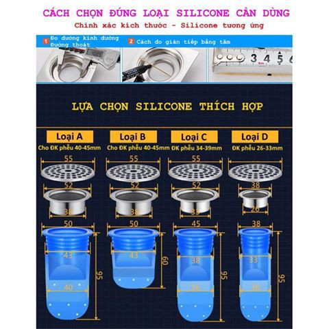 Phụ kiện Silicone lắp thoát nước sàn chống mùi hôi vi khuẩn trào ngược lên