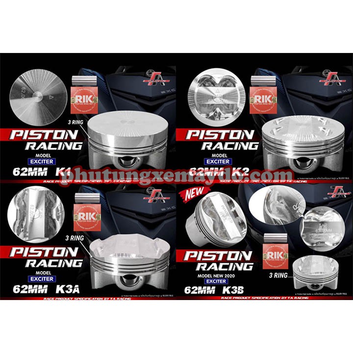 Piston Bạc 57/62/65/68 Hộp Taracinng