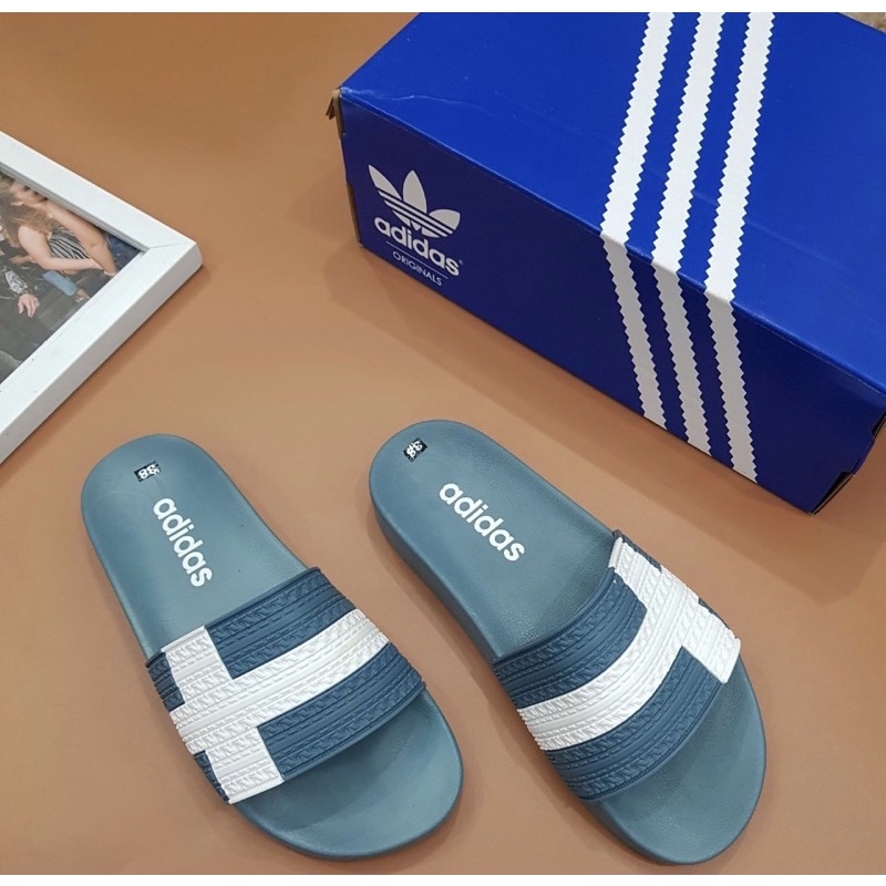 Dép thời trang quai ngang có hoạ tiết logo, Dép thể thao đế cao su phong cách hàn quốc btshop từ 38 đến 42