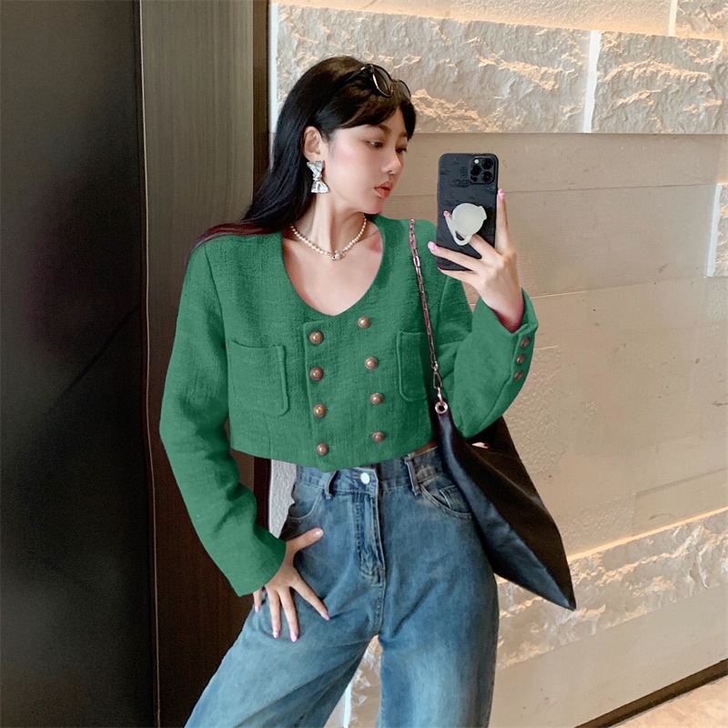 {ORDER} Áo dạ Tweed màu xanh lá trendy 2022