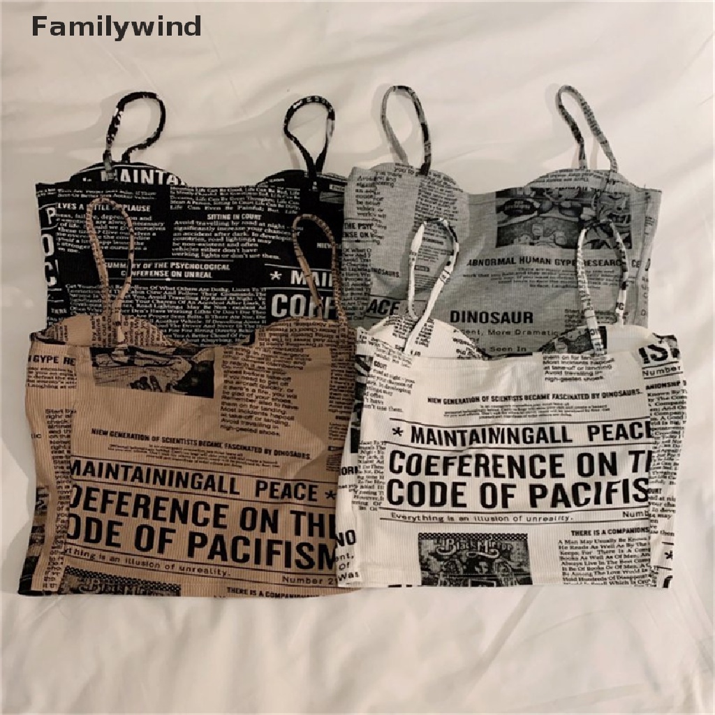 Áo Hai Dây Nâng Ngực In Họa Tiết Báo Thời Trang Quyến Rũ Cho Nữ