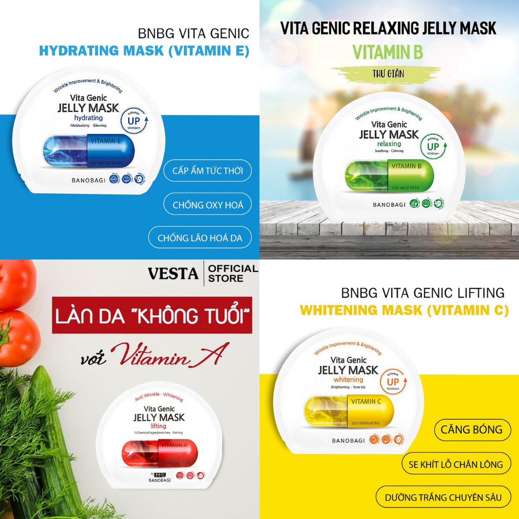 Hộp 10 Mặt Nạ Giấy Banobagi Jelly Vita Genic Mask Viên Thuốc Bổ Sung Vitamin Thần Thánh 30ml/Miếng | BigBuy360 - bigbuy360.vn