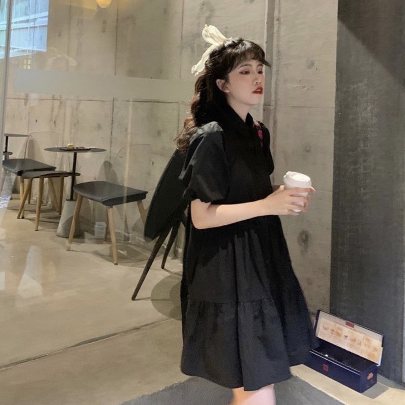 Đầm váy babydoll tầng cổ sơ mi 5 màu