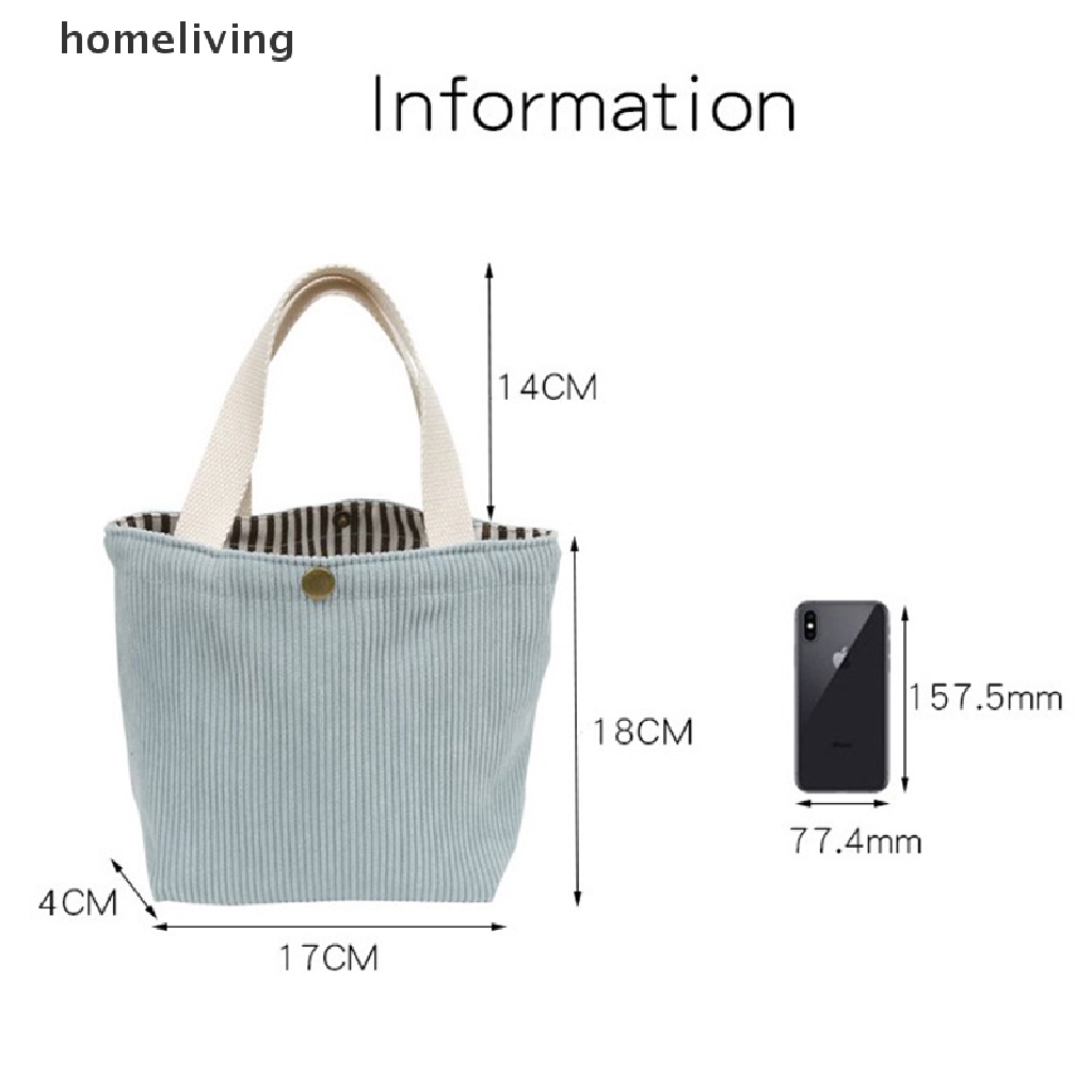 Túi tote vải nhung đựng hộp cơm trưa tiện ích