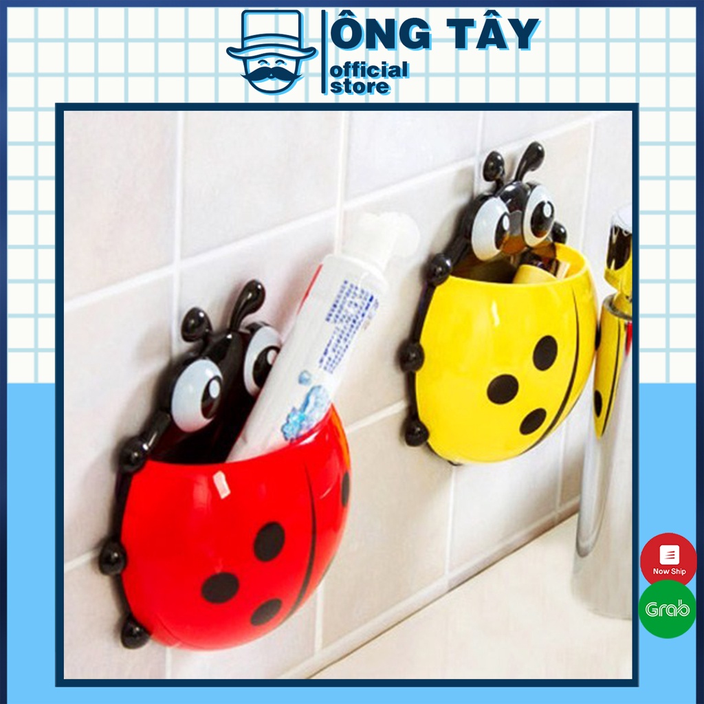Giá Treo Để Bàn Chải, Tuýp Kem Đánh Răng Hình Con Bọ Rùa Ngộ Nghĩnh - Kệ Hút Chân Không Treo Tường