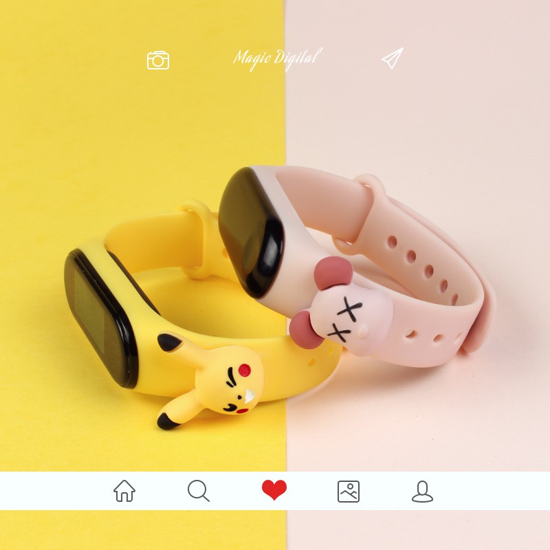 Dây đeo silicone họa tiết hoạt hình cho Xiaomi Mi Band 6 5 4 3