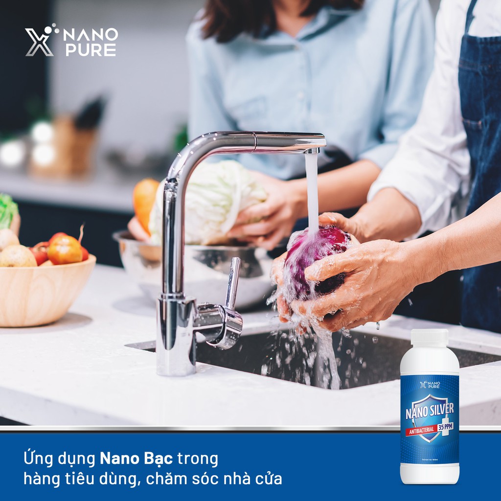 [ƯU ĐÃI TIỆN ÍCH] Mua Dung Dịch Nano Xpure Nano Silver (Bạc) Antibacterial 35ppm Dung Tích 1L Tặng Kèm Vỏ Chai Xịt 500ml