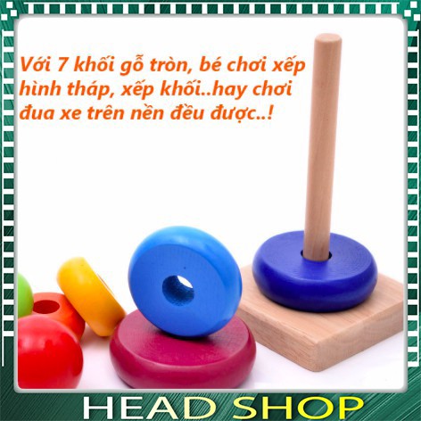 ĐỒ CHƠI GỖ THÁP CẦU VỒNG XẾP CHỒNG SẮC MÀU CHO BÉ HEADSHOP