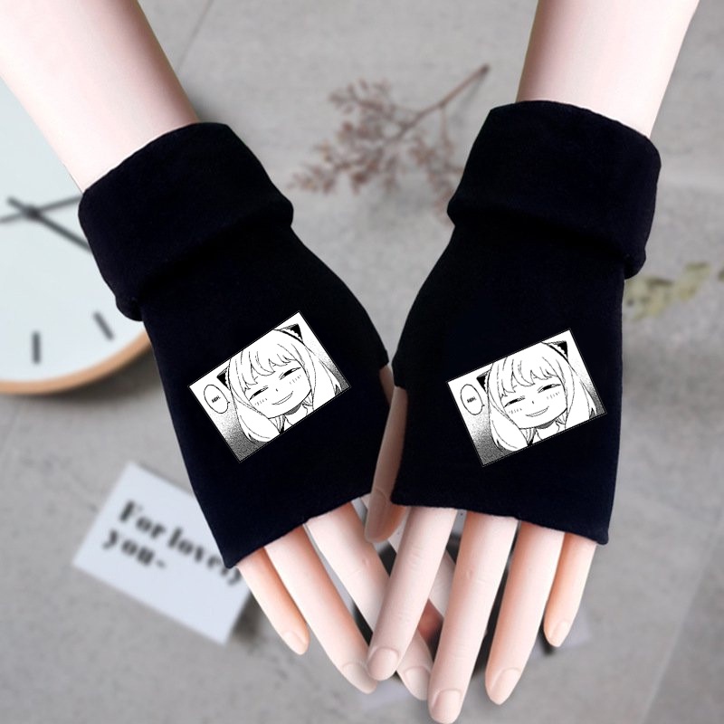 Găng tay len đen in hình Anya Spy x Family Gia đình điệp viên chibi anime thời trang ấm áp xinh xắn