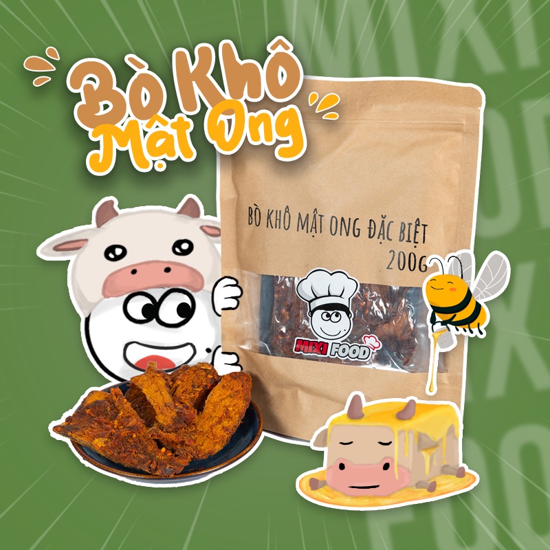 [HN - CHÍNH HÃNG] Bò mật ong đặc biệt, MIXIFOOD tuyệt phẩm thịt bò chất lượng cao, túi 200G SIÊU NGON - ĐẬM ĐÀ