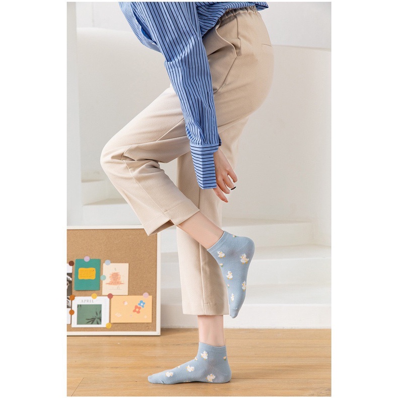 Tất Vớ Cổ Ngắn Vịt Xanh Dành Cho Nam Nữ Cotton Thời Trang Hàn Quốc MONEYSOCKS VN066