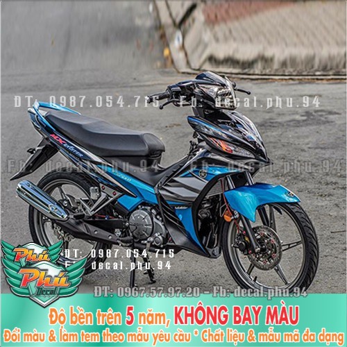 Tem rời EX 135 MX chế đen xanh 2 -1