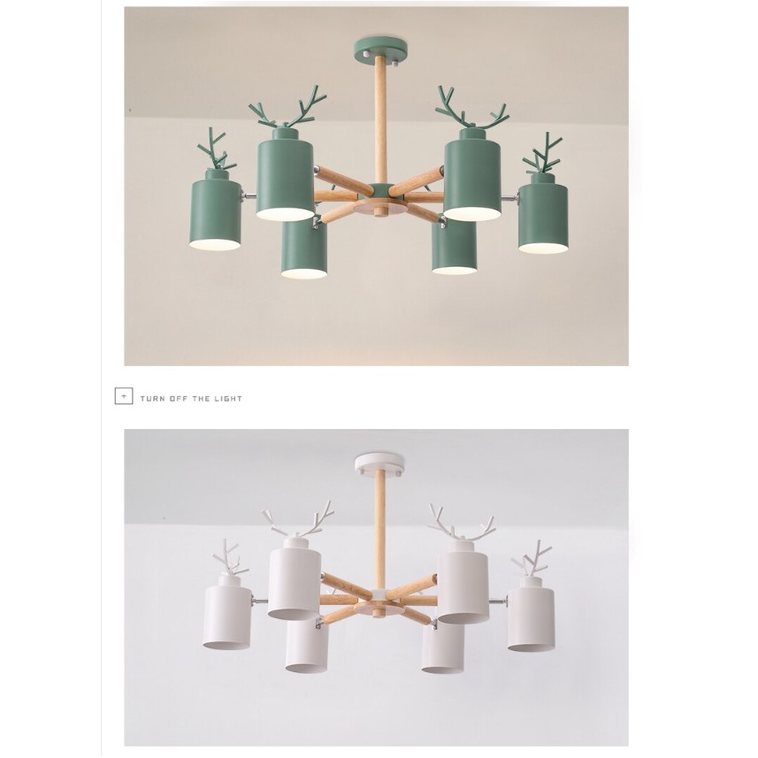 Đèn chùm Decor Vintage Sừng Hươu 8 tay (Các màu) - Tặng kèm 8 bóng led - Có Video - Phòng khách phòng ngủ Chiếu sáng