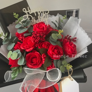 [Hannie Flower] Bó hoa sáp phối bi đỏ