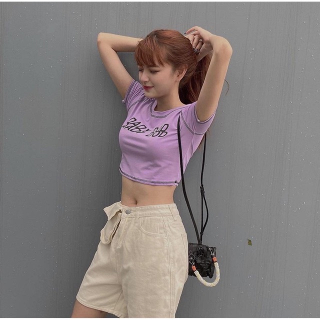 Áo croptop dady thêu [video + ảnh thật sp ]