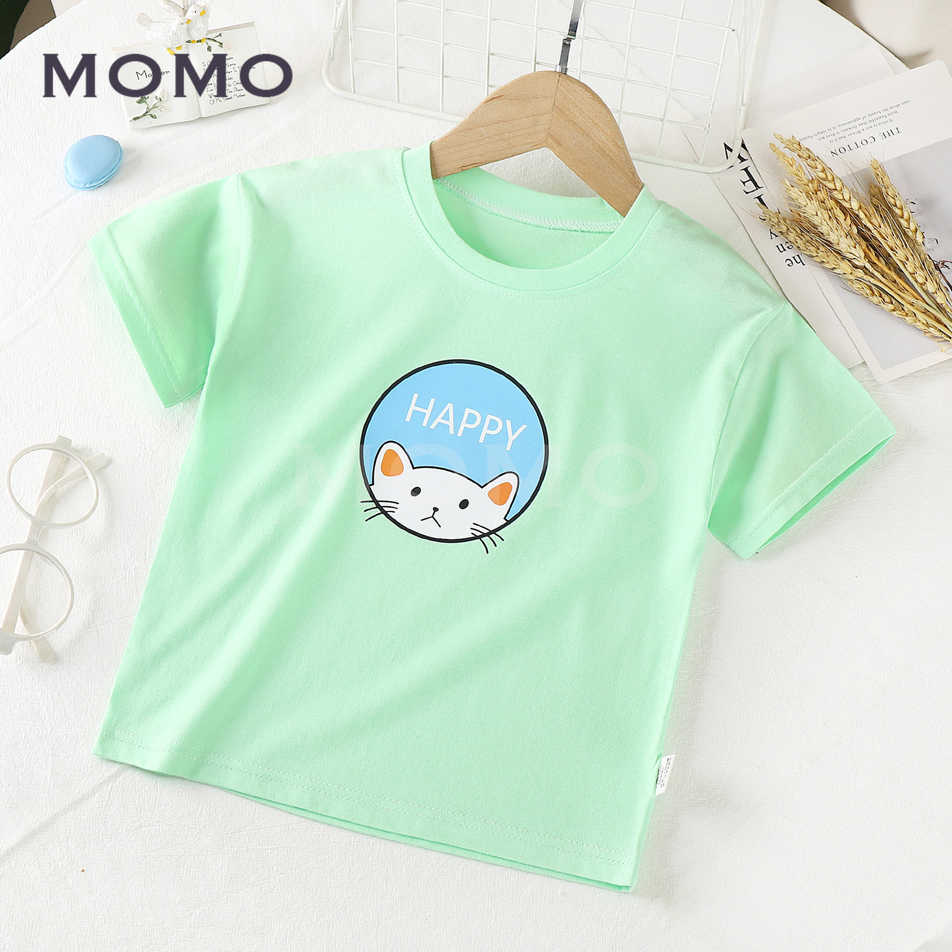 Áo Thun Ngắn Tay Chất Liệu Cotton In Hình Hoạt Hình Dễ Thương Dành Cho Trẻ Nhỏ 1-8 Tuổi