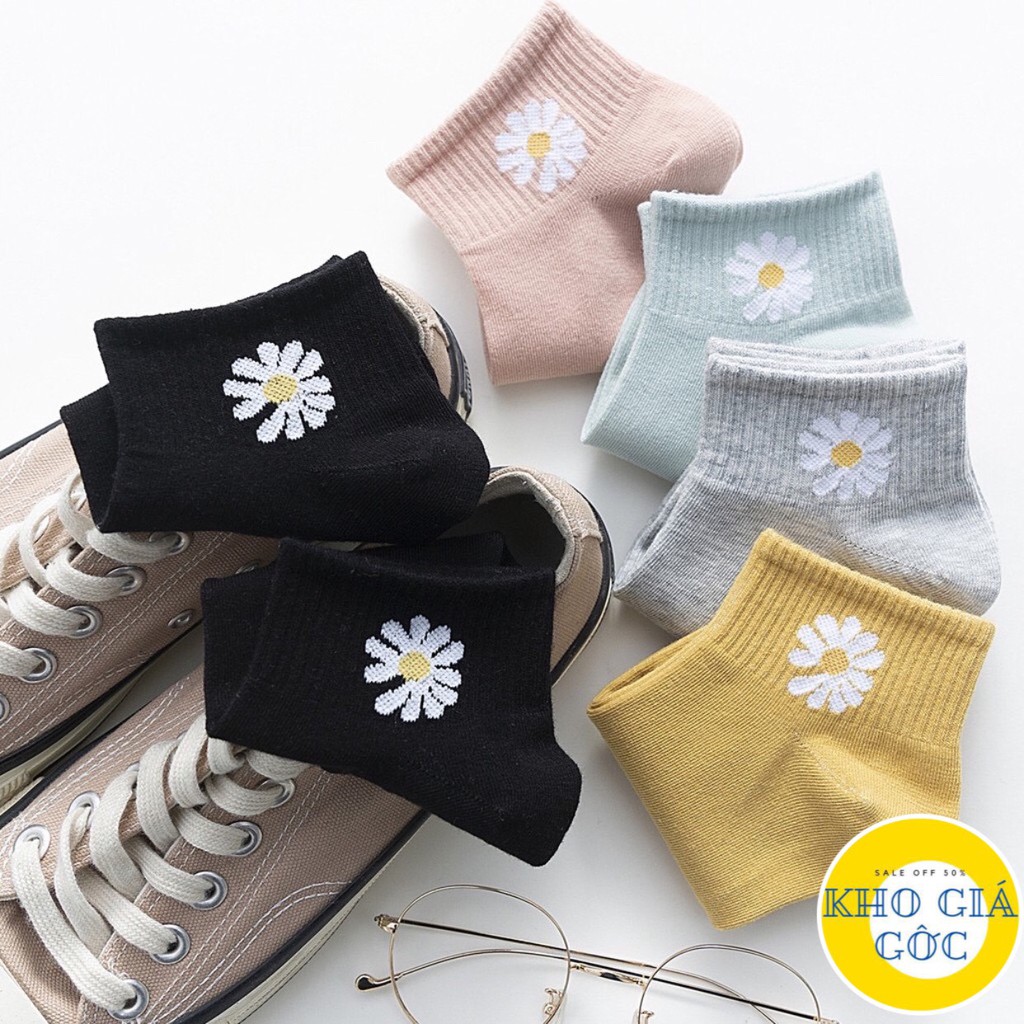 Set 10 đôi tất Hoa Cúc Hot Trend kèm túi rút xịn sò