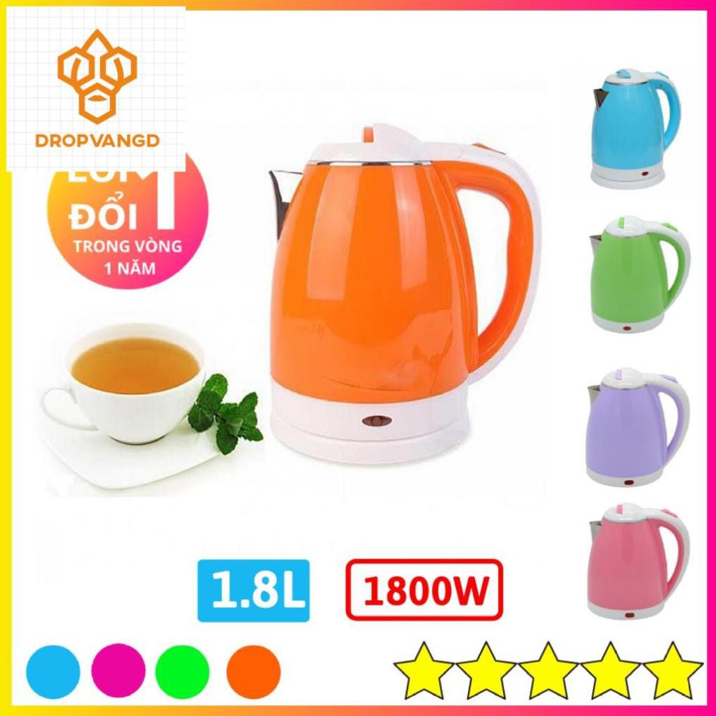 Ấm Siêu Tốc Đun Nước Electric Kettle  Dung Tích 1.8 Lít Loại 2 Lớp Màu, Bảo Hành 6 Tháng Lỗi Đổi Mới - AQ