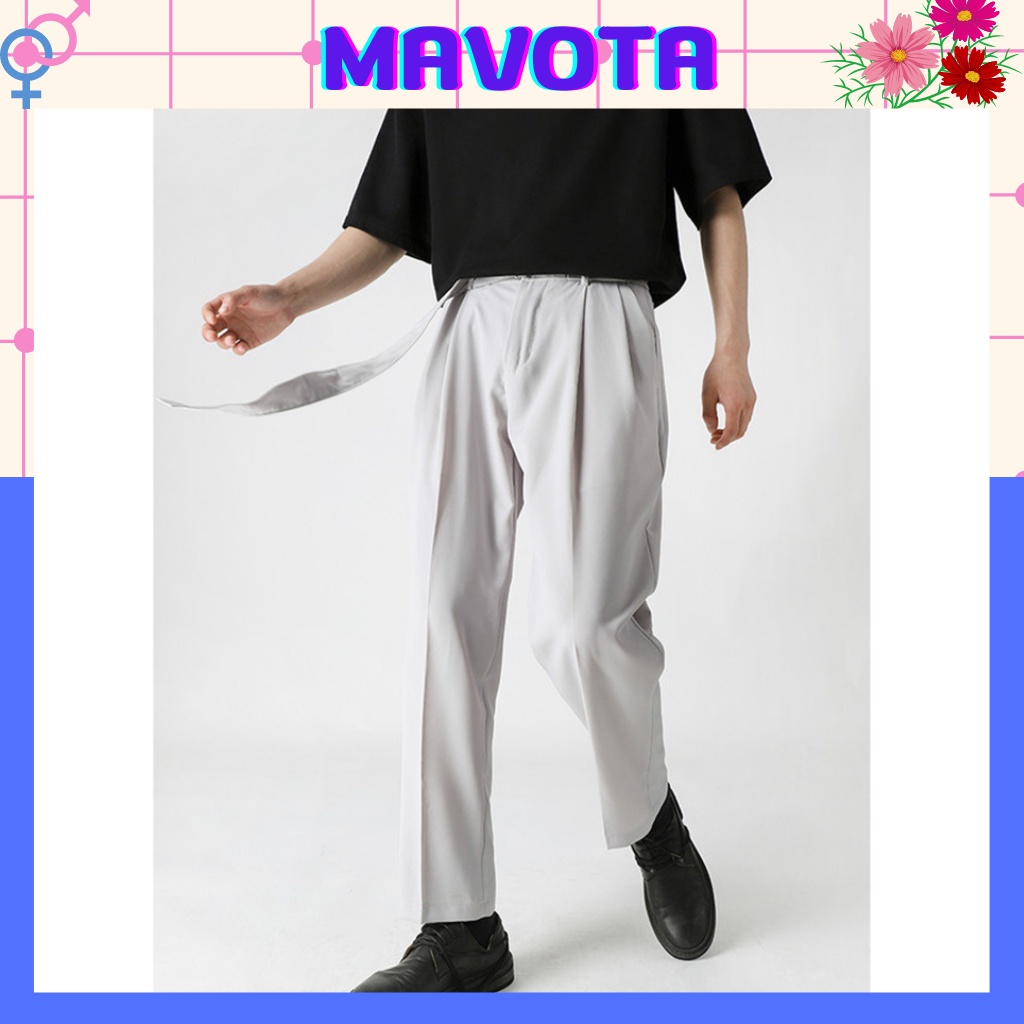 Quần vải ống suông Mavota quần ống rộng baggy nam có đai Unisex QD003