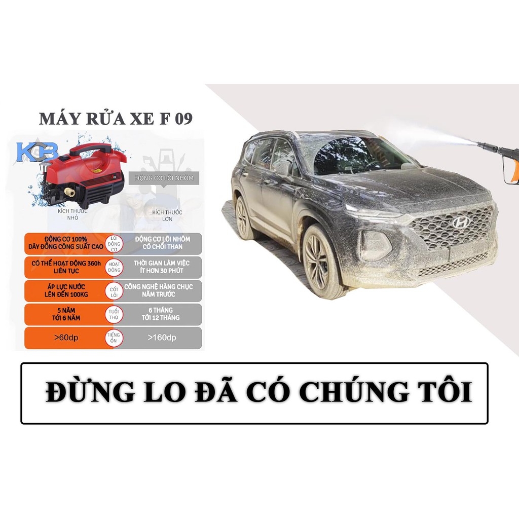 Máy rửa xe F09 - 1500W - Hàng nội địa Trung Quốc - Bảo hành 12 Tháng - Có bán buôn