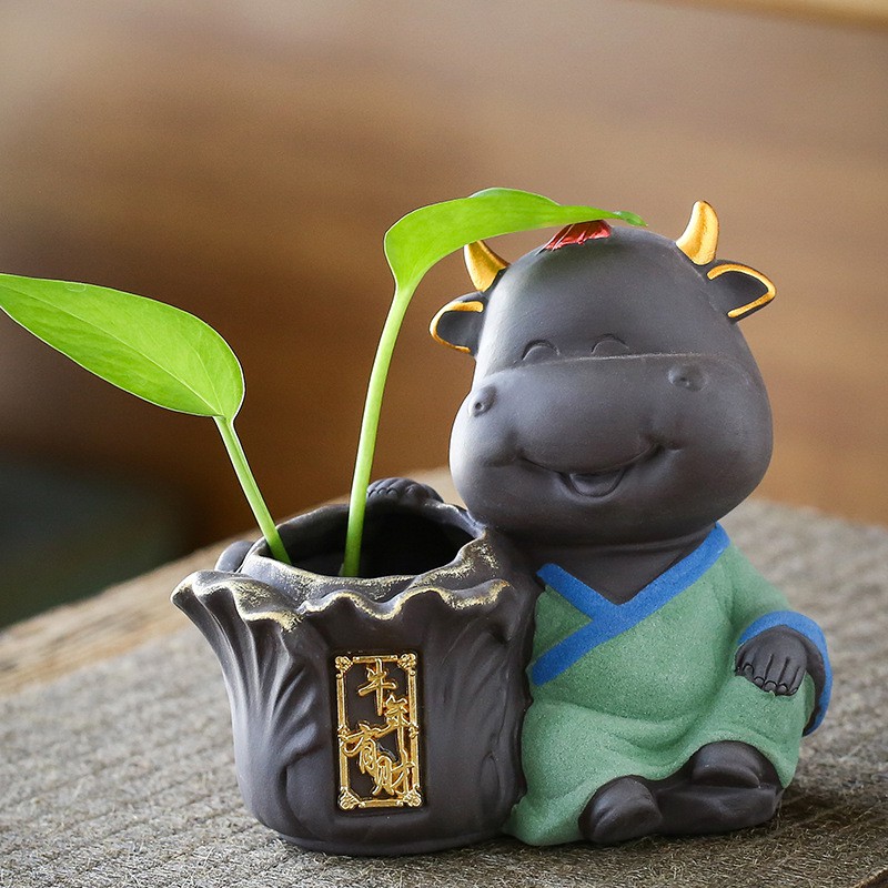 Tượng Trâu Và Chậu Trồng Cây Cầu Phúc Lộc Tài
