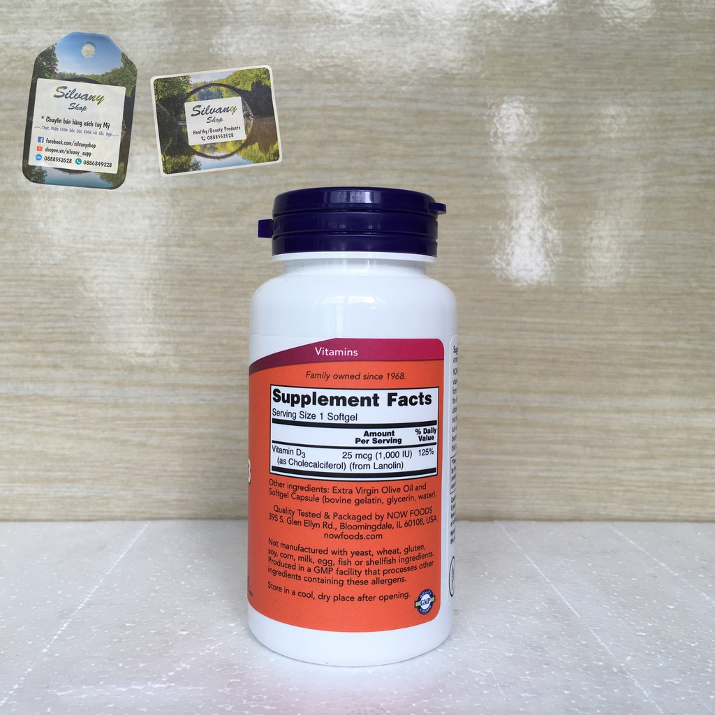 Vitamin D3 1000IU Now Foods - 180 Softgels