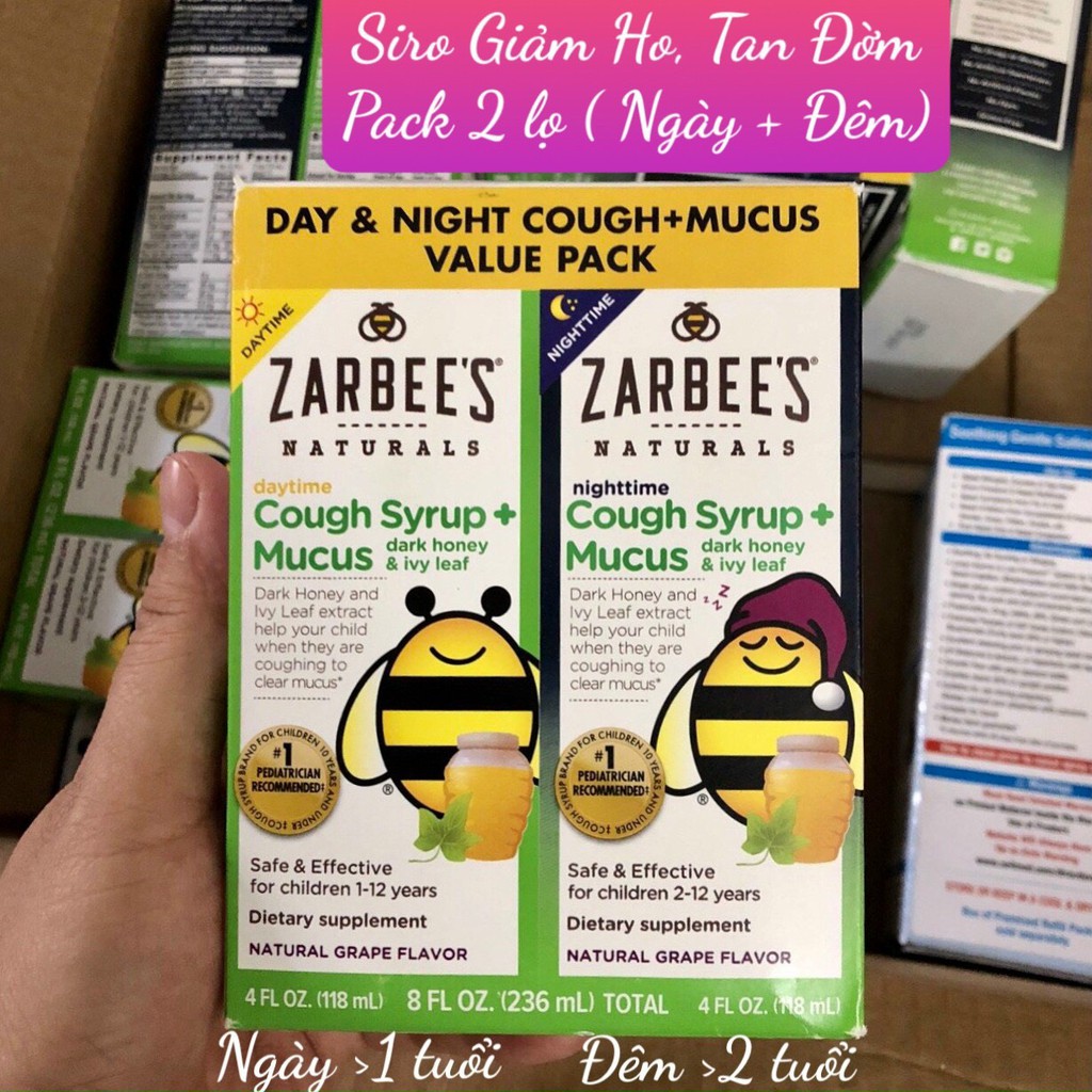 ❤️ Pack 2 lọ (1 Ngày+1 Đêm) Siro Zarbee’s Cough Syrup Day & Night Mỹ, Hương Nho [Date 6/2022] | BigBuy360 - bigbuy360.vn