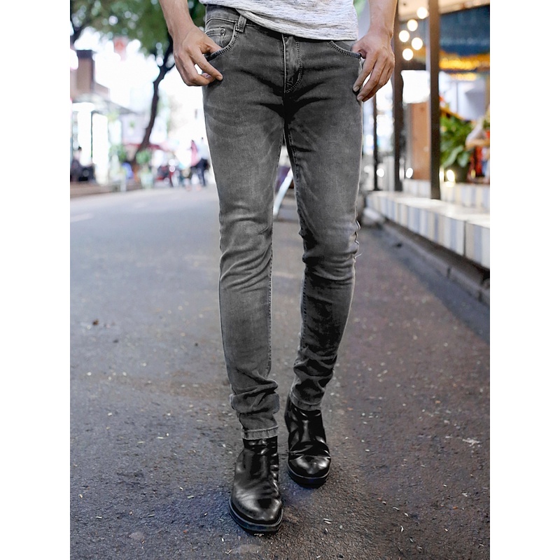 Quần jean nam xám đậm ✅ Quần jean nam màu xám form slimfit SUMYF