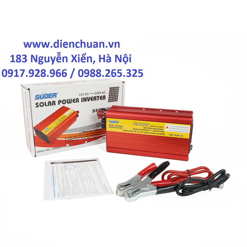 Kích điện 12V sang 220V 1200W Suoer SFR-1200A