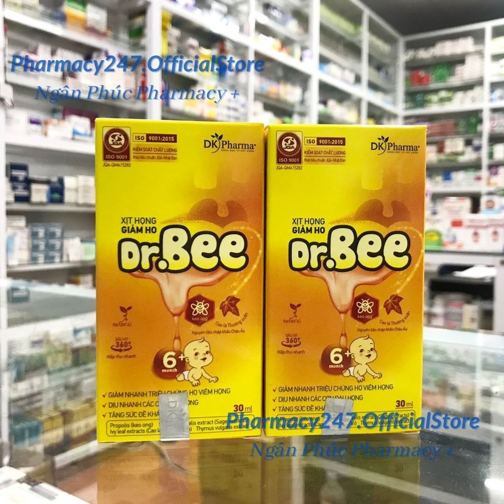 [TRẺ TỪ 6 THÁNG]Xịt Họng Keo Ong Trẻ Em DRBee 30ML PropoBee Spray 15ML Có Vòi