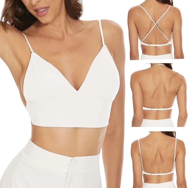Áo Lót Thể Thao Không Dây Hở Lưng Bằng Lụa Lạnh Thoáng Khí Cho Nữ