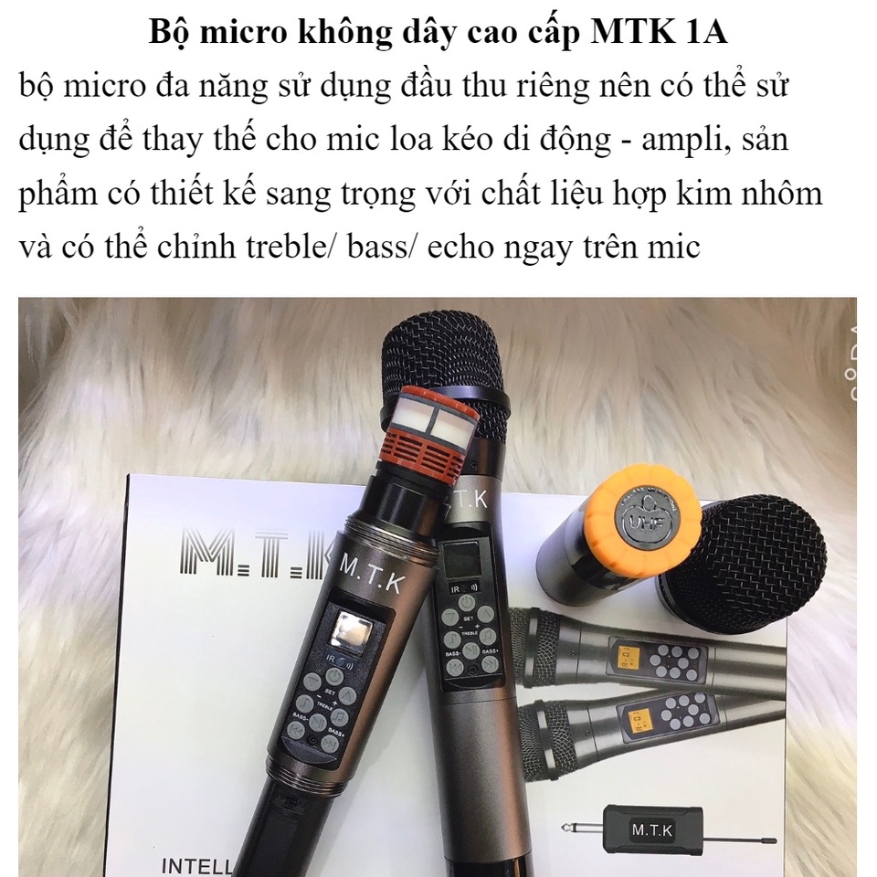 Micro Karaoke Cầm Tay Không Dây, Micro Bluetooth MTK 1A, Có Echo, Chống Hú cao cấp, BH 12 tháng