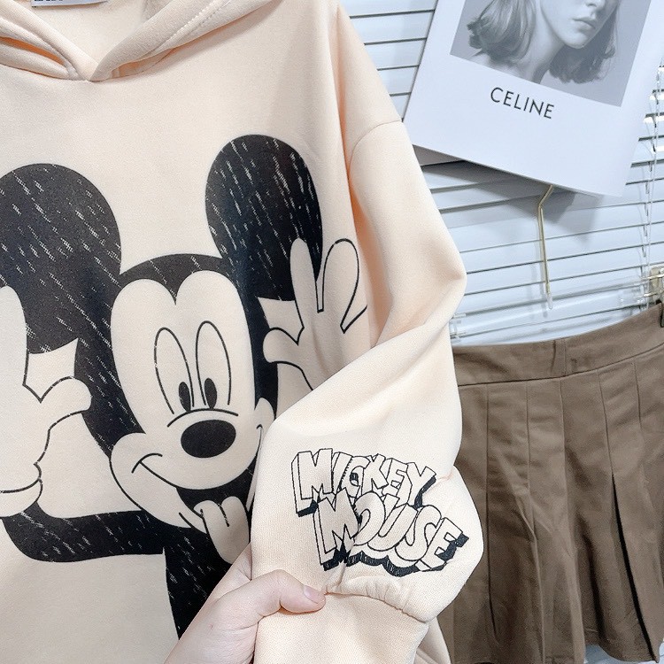 Set nỉ mickey mix chân váy  áo nỉ dày dặn, chân váy kaki loại 1