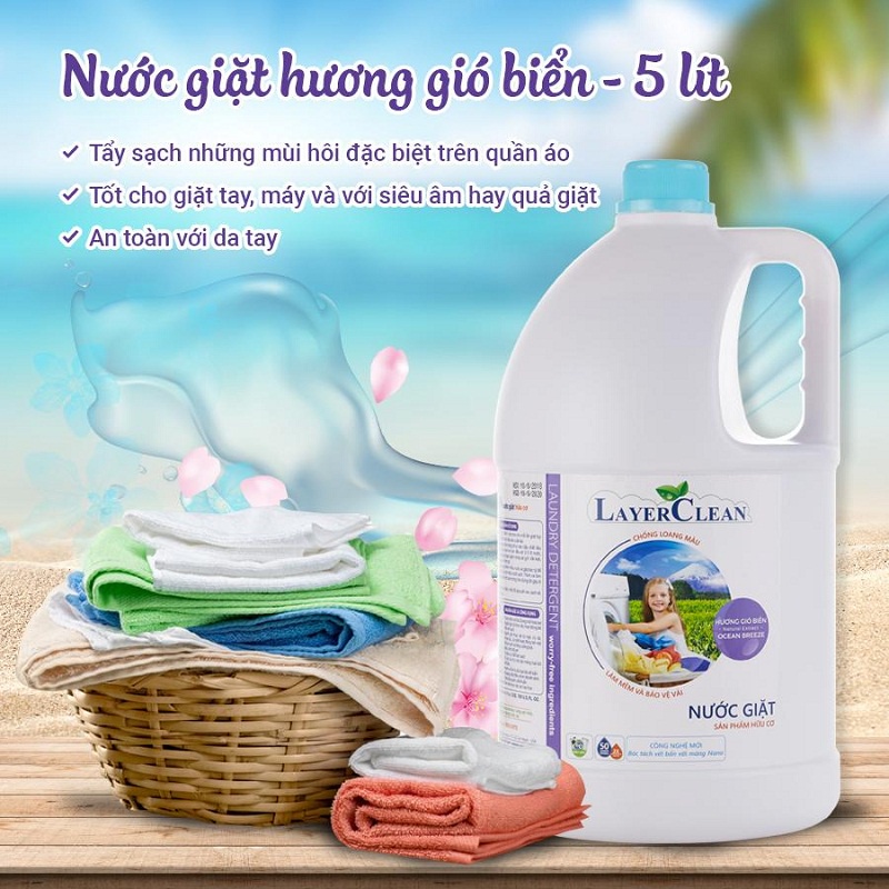 Nước giặt Hữu cơ LayerClean - An toàn cho trẻ em, Phù hợp với da nhạy cảm, Bảo vệ vải, Dưỡng da tay