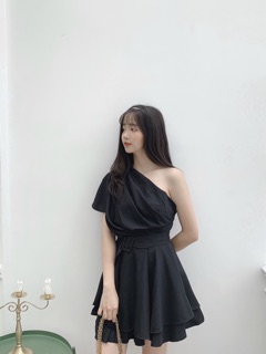 Set áo váy lệch vai kèm belt