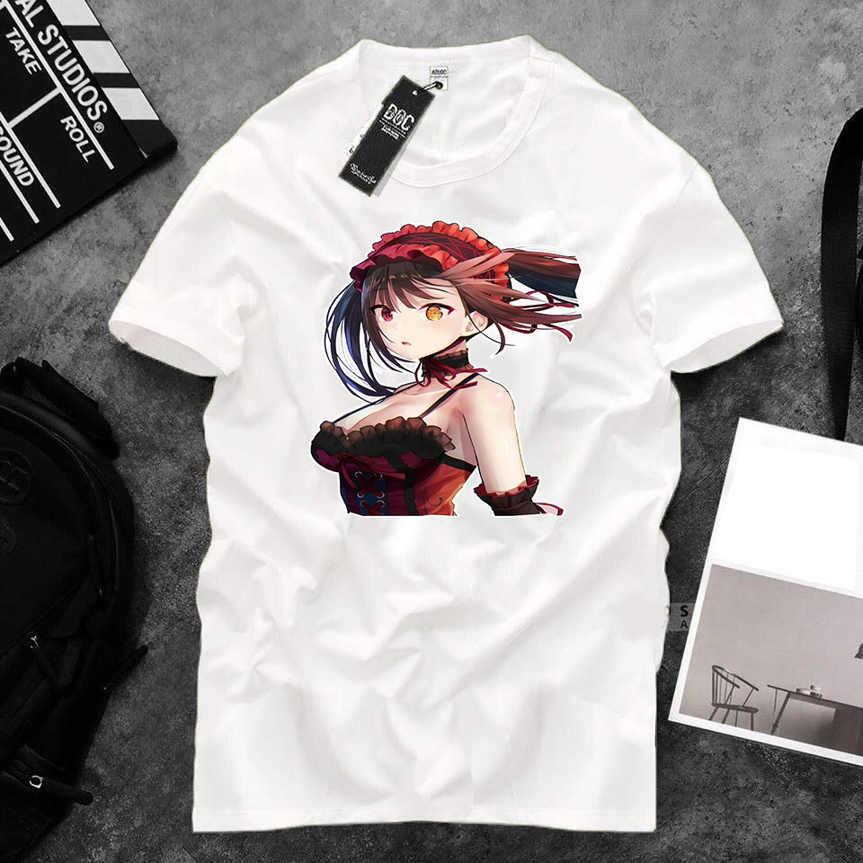 Áo thun Cotton Unisex - Nhân vật Tokisaki Kurumi - Chibi - Tokisaki Kurumi xinh đẹp