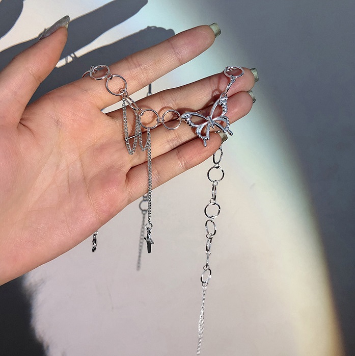 Vòng Cổ Choker Kim Loại Hình Bướm Phong Cách Hip Hop Cá Tính Thời Trang